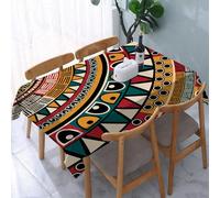 YOIUE Nappe Anti-Taches Lavable,137x183cm Nappe pour Table Rectangulaire pour Salle à Manger,Jardin,fête,Mariage ou Maison,Décor Tribal, Motif Rond Tribal Africain aux Couleurs Ethniques, Art aztèque