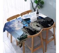 YOIUE Nappe Anti-Taches Lavable,137x183cm Nappe pour Table Rectangulaire pour Salle à Manger,Jardin,fête,Mariage ou Maison,Les Roues du Tracteur sur l'immense Champ Un Agriculteur conduisant Un Tract