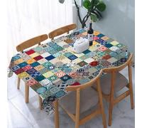 YOIUE Nappe Anti-Taches Lavable,137x183cm Nappe pour Table Rectangulaire pour Salle à Manger,Jardin,fête,Mariage ou Maison,Motif marocain Oriental avec des Carreaux d'ornement en Patchwork de Style g