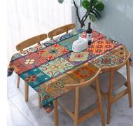 YOIUE Nappe Anti-Taches Lavable,137x183cm Nappe pour Table Rectangulaire pour Salle à Manger,Jardin,fête,Mariage ou Maison,Motif sans Couture avec des Carreaux Portugais de Style Talavera. Ornements