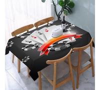 YOIUE Nappe Anti-Taches Lavable,137x183cm Nappe pour Table Rectangulaire pour Salle à Manger,Jardin,fête,Mariage ou Maison,Illustration sur Un thème de Casino avec des Symboles de Poker et des Cartes