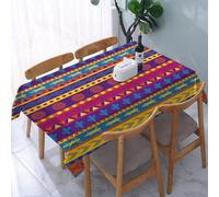 YOIUE Nappe Anti-Taches Lavable,137x183cm Nappe pour Table Rectangulaire pour Salle à Manger,Jardin,fête,Mariage ou Maison,Motif Ikat Indien Oriental Traditionnel pour Bordure d'impression d'arrière-