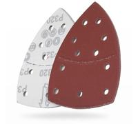 YoiYee Lot de 12 feuilles abrasives triangulaires Delta - 11 trous - Accessoires pour ponceuse multifonction - Grain 320 - Rouge