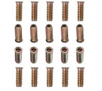 YoiYee Lot de 20 écrous filetés M6 x 30 mm pour meubles en bois, entraînement à douille hexagonale, zinc jaune passivé