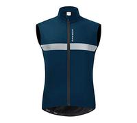 YOJOLO Maillot Cyclisme Hommes Gilet Cyclisme Veste Polaire Hiver Imperméable Coupe-Vent Haute Vis Réfléchissant Chaud VTT Vélo Descente Hauts sans Manches Gilet Course,Bleu,M