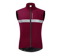 YOJOLO Maillot Cyclisme Hommes Gilet Cyclisme Veste Polaire Hiver Imperméable Coupe-Vent Haute Vis Réfléchissant Chaud VTT Vélo Descente Hauts sans Manches Gilet Course,Rouge,XL
