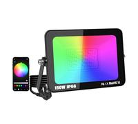 YOJZMA 1 Pcs 150W projecteur LED d'extérieur avec prise, éclairage de paysage intelligent RVB à changement de couleur avec contrôle par application, étanchéité IP66 pour jardins et cours