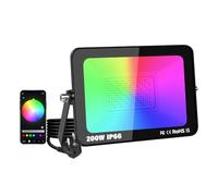 YOJZMA 1 Pcs 200W projecteur LED d'extérieur avec prise, éclairage de paysage intelligent RVB à changement de couleur avec contrôle par application, étanchéité IP66 pour jardins et cours