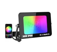 YOJZMA 1 Pcs 30W projecteur LED d'extérieur avec prise, éclairage de paysage intelligent RVB à changement de couleur avec contrôle par application, étanchéité IP66 pour jardins et cours