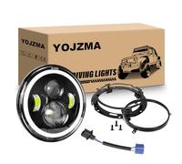 YOJZMA 1 phare LED rond de 7 pouces, 4 phares de moto à LED, feux de route/croisement blancs, halo ambré, clignotants, yeux d'angle, lumière pour Wrangler JK TJ LJ CJ moto Davidson avec supports