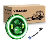 YOJZMA 1 phare LED rond de 7 pouces, 4 phares de moto à LED, feux de route/croisement blancs, halo vert, clignotants, yeux d'angle, lumière pour Wrangler JK TJ LJ CJ moto Davidson