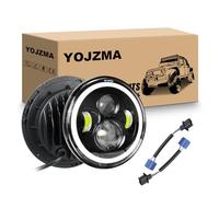 YOJZMA 2 phare LED rond de 7 pouces, 4 phares de moto à LED, feux de route/croisement blancs, halo ambré, clignotants, yeux d'angle, lumière pour Wrangler JK TJ LJ CJ moto Davidson