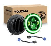 YOJZMA 2 phare LED rond de 7 pouces, 4 phares de moto à LED, feux de route/croisement blancs, halo vert, clignotants, yeux d'angle, lumière pour Wrangler JK TJ LJ CJ moto Davidson