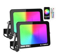 YOJZMA 2Pcs 150W Intelligent Projecteur LED RGB extérieur avec prise