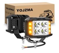 YOJZMA 2PCS 4Pouces 10CM 35W Projecteur LED Triple Face, Anti-brouillard Spot/Flood, Strobe Ambre & Blanc 12V 24V pour Camion ATV SUV UTV Bateau 4x4 Toit, Galerie, Pare-chocs, Capot