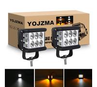 YOJZMA 2Pcs 60W Feux antibrouillard projecteur LED, stroboscopique à Trois côtés lumière LED Ambre et Blanche, éclairage Tout-Terrain pour Camion, VTT, SUV, 4x4, Toit de Voiture, Porte-Bagages