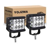 YOJZMA 2Pcs 60W feux antibrouillard projecteur LED, stroboscopique à trois côtés lumière LED blanche, éclairage tout-terrain pour camion, VTT, SUV, 4x4, toit de voiture, porte-bagages, pare-chocs