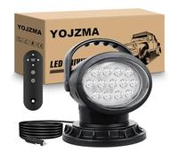 YOJZMA 38W Projecteur LED Télécommandé, Lampe de Travail LED Rotative 360° avec Mode Strobe, Aimants Puissants Intégrés, Luminosité Réglable, Projecteur 12V 24V pour Camions Bateaux Chasse