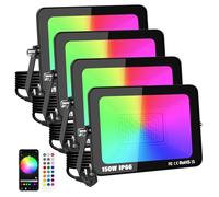 YOJZMA 4Pcs 150W Intelligent Projecteur LED RGB extérieur avec prise