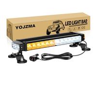 YOJZMA Barre Feux Strobe d'Urgence de Toit 15 Pouces 30 LED, Gyrophare d'Avertissement de Sécurité Clignotant Double Face avec Base Magnétique pour Chasse-neige, Véhicules Construction (Ambre/Blanc)