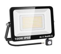 YOJZMA Foco para exteriores con sensor movimiento, 100W, blanc chaud 3000K