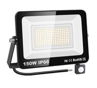 YOJZMA Foco para exteriores con sensor movimiento, 150W, blanc chaud 3000K