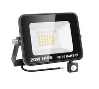 YOJZMA Foco para exteriores con sensor movimiento, 20W, blanc chaud 3000K