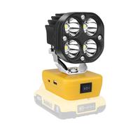 YOJZMA Lampe de Travail LED Sans Fil pour Batterie Dewalt 18/20V, 40W 4000LM Projecteur avec Ports de Chargement USB et Type C, Lumière Portable pour Chantiers Extérieurs（Sans batterie）