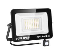 YOJZMA Lampe d'extérieur avec détecteur de mouvement 50W, 5000lm, projecteur LED Lampes d'extérieur 3000K lumière du jour blanc chaud IP66 étanches pour jardin, garage, cour, patio, porche