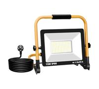 YOJZMA Lumière LED Portative de Travail avec Câble de 3M, 75W 7500LM Projecteur LED, 6000K Blanc, Rotation à 360°, IP66 Étanche, Lumière pour Intérieur/Extérieur, Atelier, Chantier de Construction