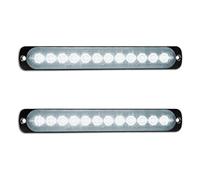 YOJZMA Pack de 2 Feux Strobe LED d'Urgence, 12 LED Blanc à Montage en Surface, Feux Clignotants d'Avertissement pour Chantiers, Camions Grille, Véhicules Tout-Terrain, Pompiers, ATV, SUV 12V-24V