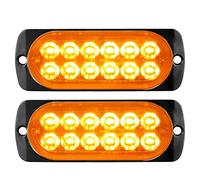 YOJZMA Pack de 2 Feux Strobe LED d'Urgence, 12 LED Double Rangée Ambre à Montage en Surface, Feux Clignotants d'Avertissement pour Chantiers, Camions Grille, Véhicules Tout-Terrain, Pompiers, 12V-24V