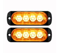 YOJZMA Pack de 2 Feux Strobe LED d'Urgence, 4 LED Ambre à Montage en Surface, Feux Clignotants d'Avertissement pour Chantiers, Camions Grille, Véhicules Tout-Terrain, Pompiers, ATV, SUV 12V-24V