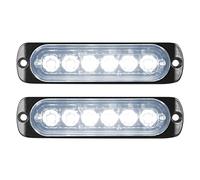 YOJZMA Pack de 2 Feux Strobe LED d'Urgence, 6 LED Blanc à Montage en Surface, Feux Clignotants d'Avertissement pour Chantiers, Camions Grille, Véhicules Tout-Terrain, Pompiers, ATV, SUV 12V-24V
