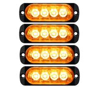 YOJZMA Pack de 4 Feux Strobe LED d'Urgence, 4 LED Ambre à Montage en Surface, Feux Clignotants d'Avertissement pour Chantiers, Camions Grille, Véhicules Tout-Terrain, Pompiers, ATV, SUV 12V-24V