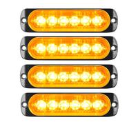 YOJZMA Pack de 4 Feux Strobe LED d'Urgence, 6 LED Ambre à Montage en Surface, Feux Clignotants d'Avertissement pour Chantiers, Camions Grille, Véhicules Tout-Terrain, Pompiers, ATV, SUV 12V-24V