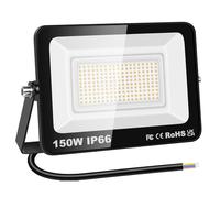 YOJZMA Projecteur LED d'extérieur 150W, 15000lm, lumière du jour 3000K, blanc chaud, IP66, étanche, éclairage de sécurité pour jardin, garage, cour, terrain de sport, patio, allée, porche