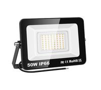 YOJZMA Projecteur LED d'extérieur 50W, 5000lm, lumière du jour 3000K, blanc chaud, IP66, étanche, éclairage de sécurité pour jardin, garage, cour, terrain de sport, patio, porche d'allée
