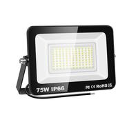 YOJZMA Projecteur LED d'extérieur 75W, 7500lm, lumière blanche 6000K Lumières de sécurité étanches IP66 blanc lumière du jour pour jardin, garage, cour, terrain de sport, patio, allée porche
