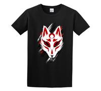 Yokai Kitsune Mask Traditional Japanese Men's Pure Cotton Casual T-Shirt Black M