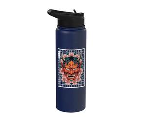 Yokai Oni Face Devil Masque de tatouage japonais Stainless Steel Insulated Water Bottle