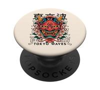 Yokai Oni Masque Diable Japonais Demon Tattoo Oni PopSockets PopGrip Adhésif