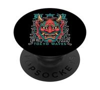 Yokai Oni Masque Diable Japonais Demon Tattoo Oni PopSockets PopGrip Adhésif