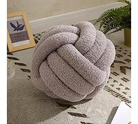Yokawe Oreiller en Forme de Boule de Noeud - 9 "Coussin Rond décoratif Coussin en Velours tissé à la Main décor de Chambre pour Salon Chambre Gris Clair 9"