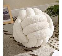 Yokawe Oreiller en Forme de Boule de Noeud - 9 "Coussin Rond décoratif Coussin en Velours tissé à la Main décor de Chambre pour Salon Chambre Beige 9"