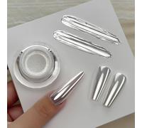 YOKEFELLOW GleamTap Cushion : poudre à ongles chromée nacrée argentée,effet miroir métallisé pour pigments, Ongle Pour Deco Ongle Nail Art (GT212 Nacré Argenté)