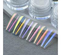 YOKEFELLOW Poudre à ongles GleamTap Cushion Aurora Chrome de - 6 couleurs à effet aurore de sirène, paillettes pour nail art, pour manucure à domicile ou en salon (GT117-GT122)