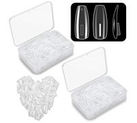 Yokilly 200PCS Remplacement Faux Ongles: Transparent Acrylique Capsule Americaine Ongle Pour Main D'entrainement Manucure Pour Ongle