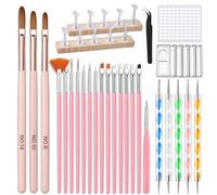 Yokilly Lot de Pinceaux Nail Art: 39 Pièces Pinceau Ongle Nail Art Acrylique Outils Avec Support Pour Vernis à Ongles Palette 2 en 1 et 5 Pièces Dotting Tool - Pinceau Gel UV Construction Liner Ongle