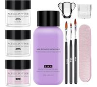 Yokilly Poudre Acrylique Pour Ongles: 15G Acrylique Kit Ongle Avec Transparent Rose Blanc Resine Ongle Poudre - Professionnels Kit Acrylique Ongles Avec Pinceau Acrylique Ongle